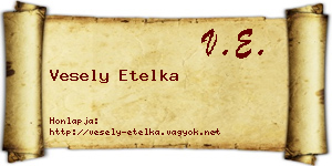 Vesely Etelka névjegykártya